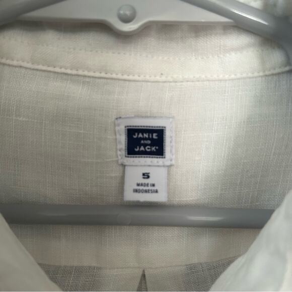 Janie and Jack 100% Linen, White Casual Button Down Shirt, Size 5 - Picture 8 of 9